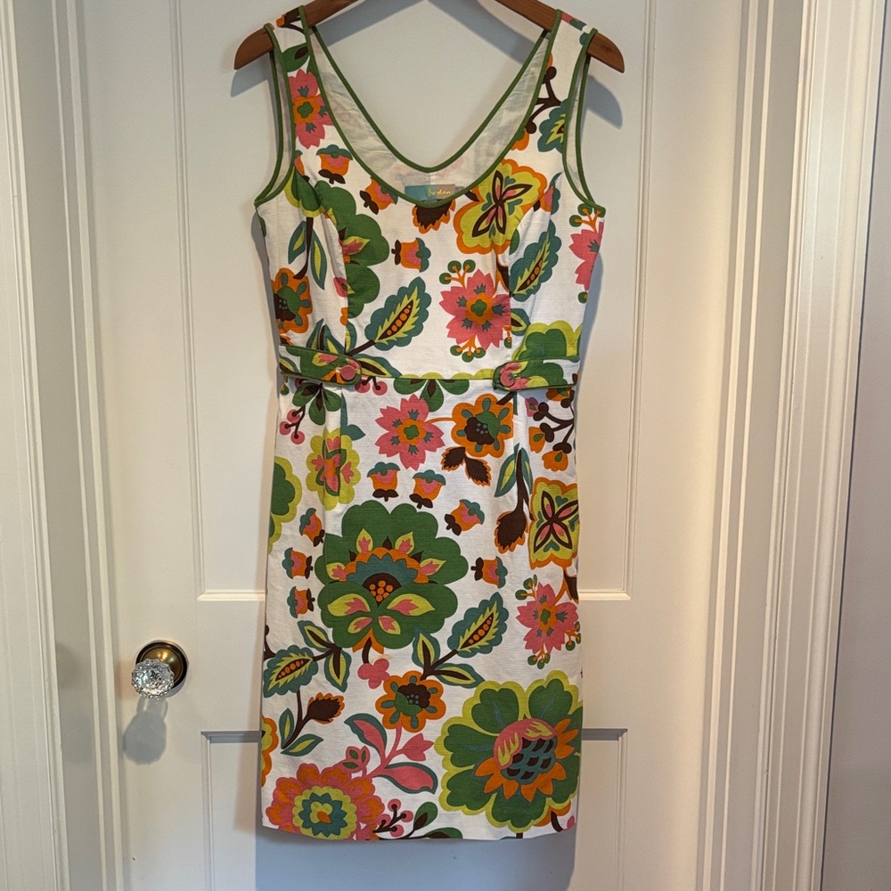 Boden 100% cotton retro / vintage inspired floral sleeveless dress